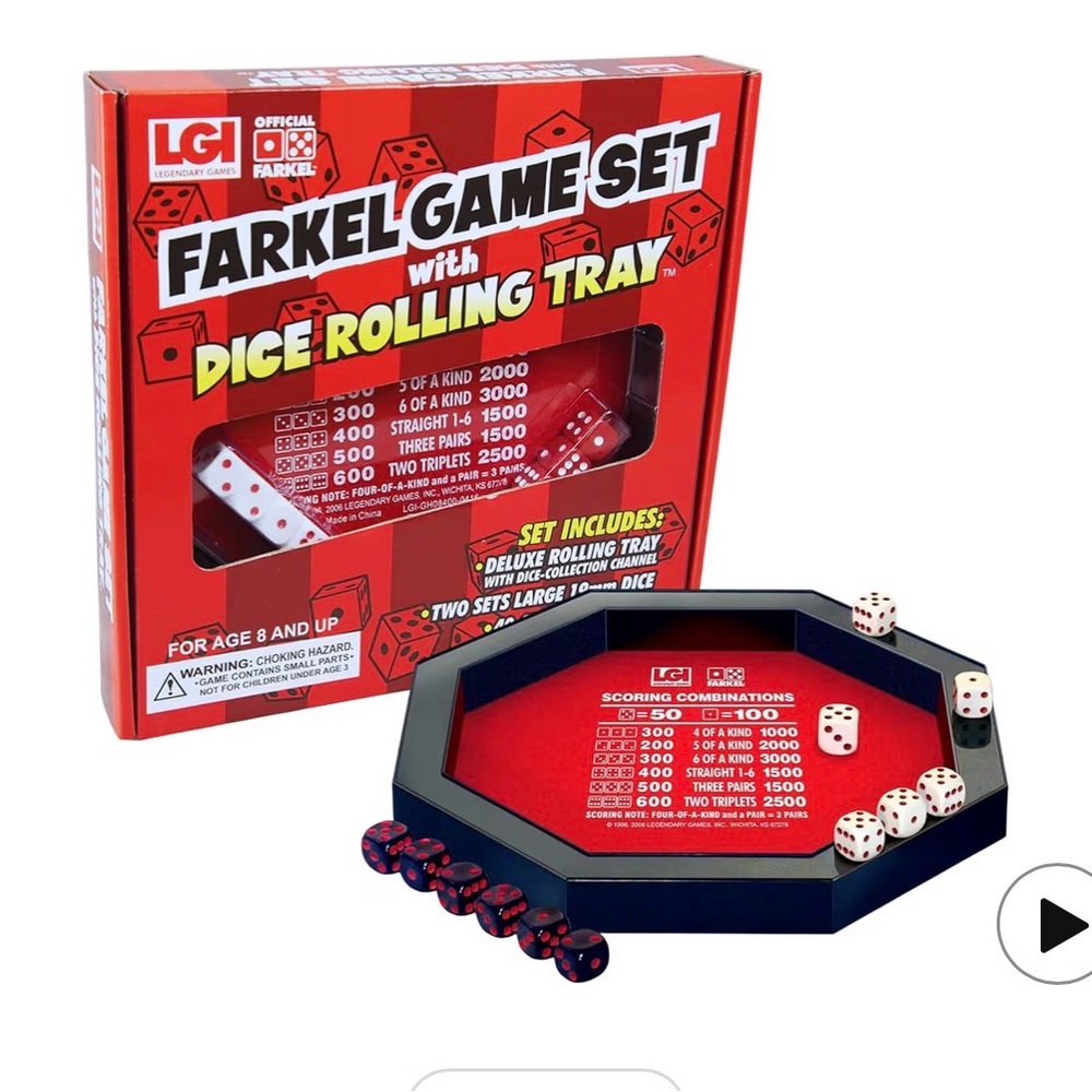 LG Farkel Game Set with Black and Red Dice Tray